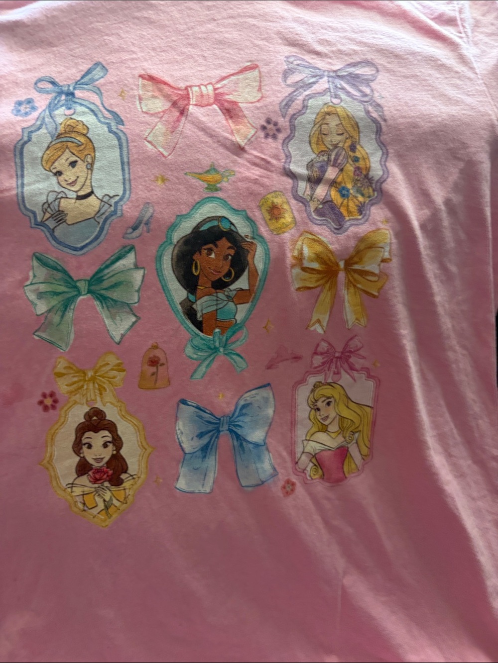 Disney Pink Princess Bow Graphic Short Sleeve Tee